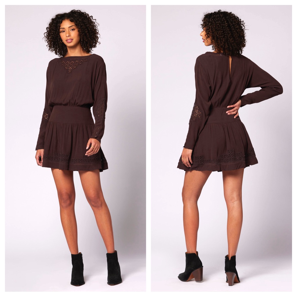 Joie Brown New Nwt Dionne Long Sleeve Mini Dress